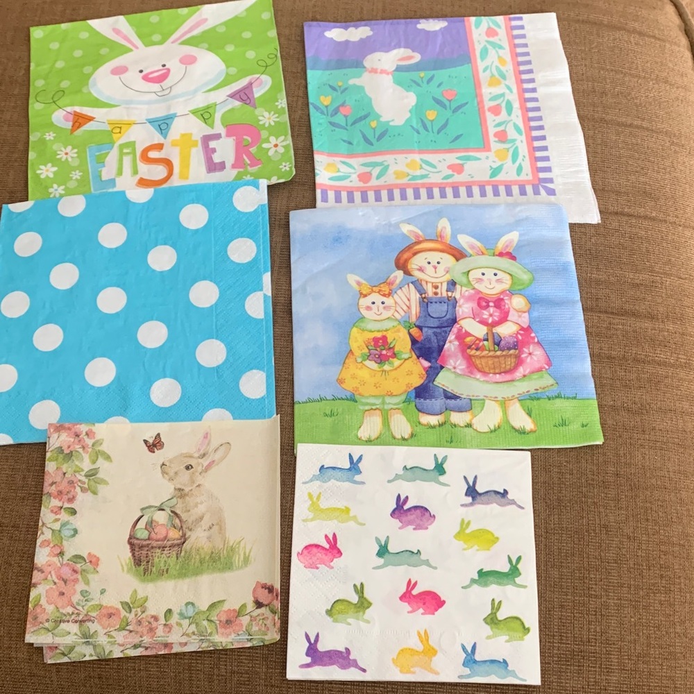 Easter Bunny Party Napkins Set - Multicolor for decopauge and crafts
